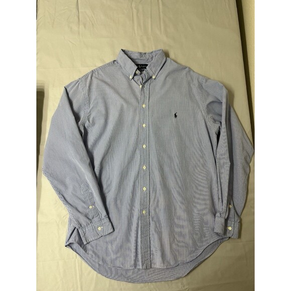 Ralph Lauren Men's XL Tall Classic Fit Blue Gingham Button-Down Shirt Oxford - Picture 2 of 15